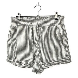 A New Day Gray & White Stripe Linen Pull On Shorts S